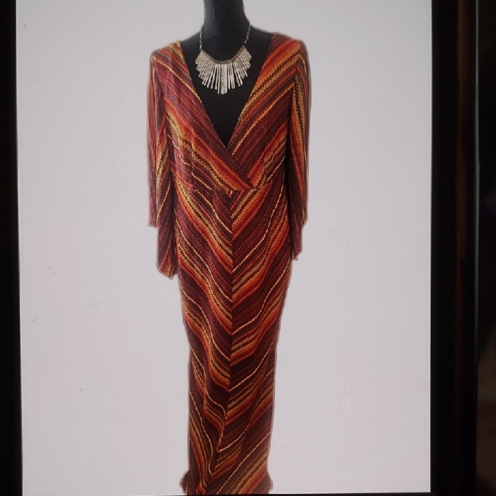 New W Tags Curvey Fashion to Figure Multicolor Long Sleeve Dress